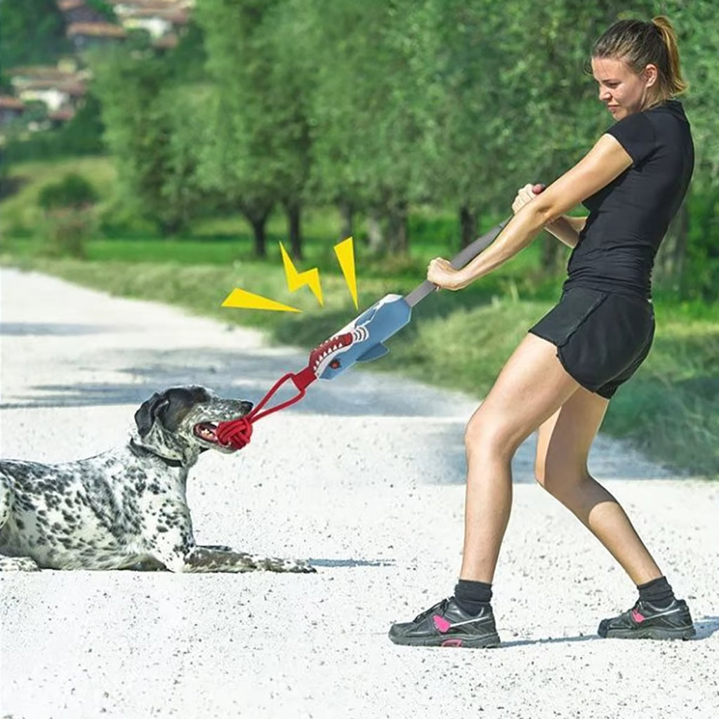 Interactive Outdoor Knot Pulling Dog Toy Tug of War Chewable Exercise Game Rope for Fun Tree Stump Pulling Sound Effect