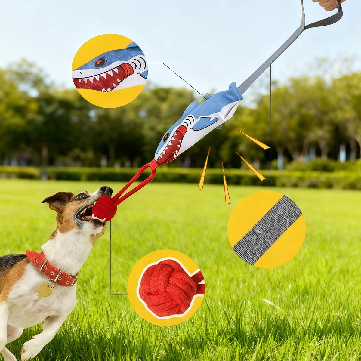 Interactive Outdoor Knot Pulling Dog Toy Tug of War Chewable Exercise Game Rope for Fun Tree Stump Pulling Sound Effect